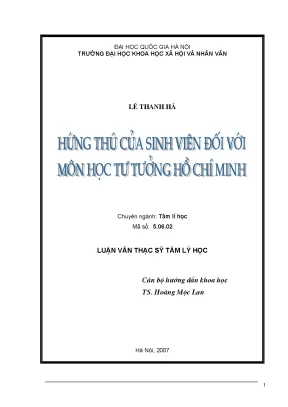 Luận văn thạc sĩ ussh hứng thú của sinh viên đối với môn học tư tưởng hồ chí minh