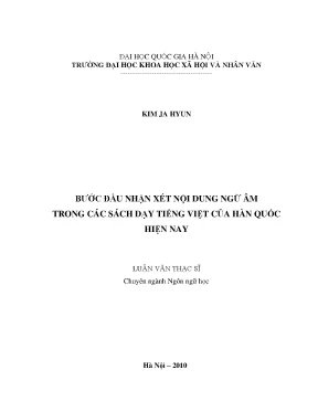 Luận văn thạc sĩ ussh bước đầu nhận xét nội dung ngữ âm trong các sách dạy tiếng việt của hàn quốc hiện nay