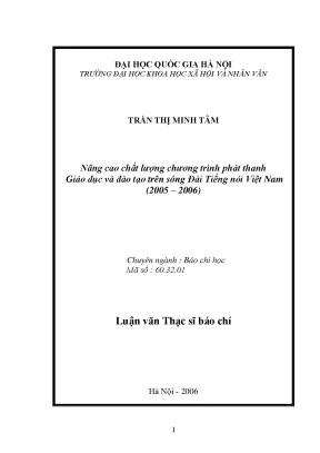 Luận văn thạc sĩ ussh nâng cao chất lượng chương trình phát thanh giáo dục và đào tạo trên sóng đài tiếng nói việt nam 2005 2006