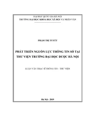 Luận văn thạc sĩ ussh phát triển nguồn lực thông tin số tại thư viện trường đại học dược hà nội developing digital information resources at the ha noi university of pharmacy library