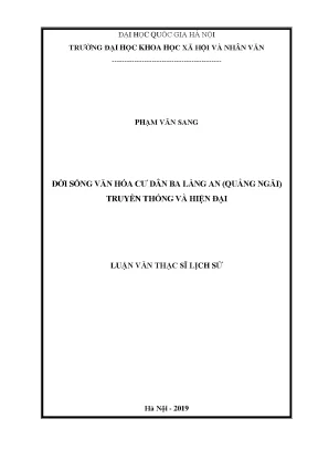 Luận văn thạc sĩ ussh đời sống văn hóa cư dân ba làng an quảng ngãi truyền thống và hiện đại