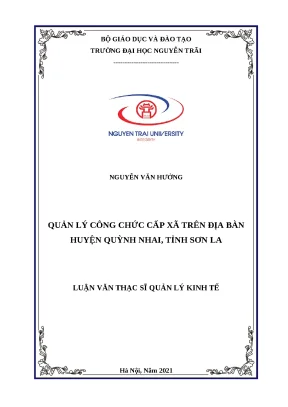 Luận văn thạc sỹ quản lý công chức cấp xã trên địa bàn huyện quỳnh nhai tỉnh sơn la