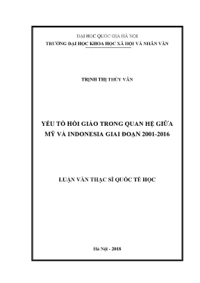 Luận văn thạc sĩ ussh yếu tố hồi giáo trong quan hệ giữa mỹ và indonesia giai đoạn 2001 2016