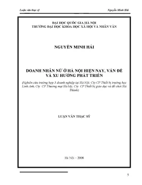 Luận văn thạc sĩ ussh doanh nhân nữ ở hà nội hiện nay vấn đề và xu hướng phát triển