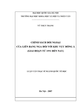 Luận văn thạc sĩ ussh chính sách đối ngoại của liên bang nga đối với khu vực đông á giai đoạn từ 1991 đến nay