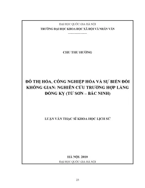 Luận văn thạc sĩ ussh đô thị hóa công nghiệp hóa và sự biến đổi không gian nghiên cứu trường hợp làng đồng kỵ từ sơn bắc ninh