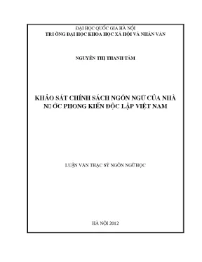 Luận văn thạc sĩ ussh khảo sát chính sách ngôn ngữ của nhà nước phong kiến độc lập việt nam
