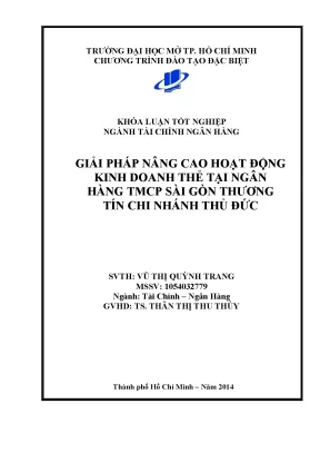 Giải pháp nâng cao hoạt động kinh doanh thẻ tại ngần hàng tmcp sài gòn thương tín chi nhánh thủ đức luận văn tốt nghiệp đại học vũ thị quỳnh trang 2014