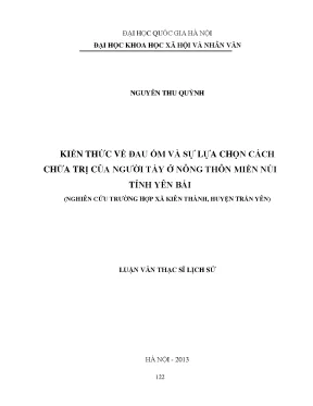 Luận văn thạc sĩ ussh kiến thức về đau ốm và sự lựa chọn cách chữa trị của người tày ở nông thôn miền núi tỉnh yên bái nghiên cứu trường hợp xã kiên thành huyện trấn yên