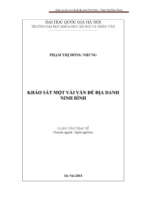 Luận văn thạc sĩ ussh khảo sát một vài vấn đề địa danh ninh bình 60 22 01