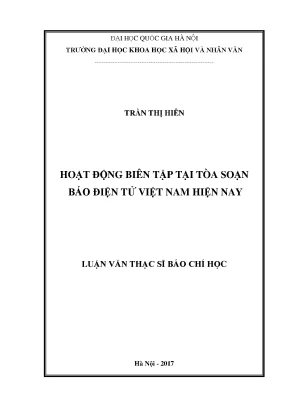 Luận văn thạc sĩ ussh hoạng động biên tập tòa soạn báo điện tử việt nam hiện nay