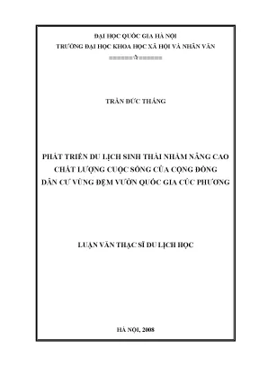Luận văn thạc sĩ ussh phát triển du lịch sinh thái nhằm nâng cao chất lượng cuộc sống của cộng đồng dân cư vùng đệm vườn quốc gia cúc phương