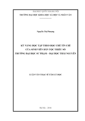 Luận văn thạc sĩ ussh kỹ năng học tập theo học chế tín chỉ của sinh viên dân tộc thiểu số trường đại học sư phạm đại học thái nguyên