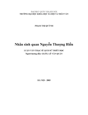 Luận văn thạc sĩ ussh nhân sinh quan nguyễn thượng hiền