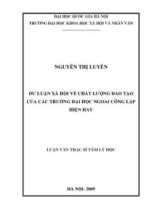 Luận văn thạc sĩ ussh dư luận xã hội về chất lượng đào tạo của các trường đại học ngoài công lập hiện nay