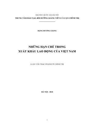 Luận văn thạc sĩ ussh những hạn chế trong xuất khẩu lao động của việt nam