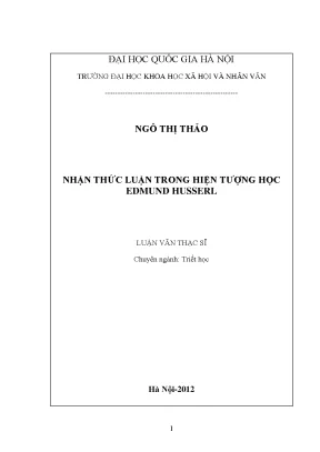 Luận văn thạc sĩ ussh nhận thức luận trong hiện tượng học edmund husserl