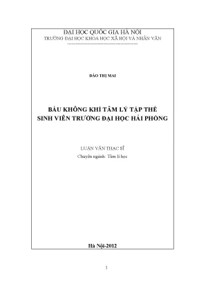 Luận văn thạc sĩ ussh bầu không khí tâm lý tập thể sinh viên trường đại học hải phòng