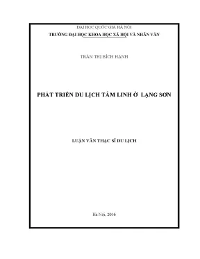 Luận văn thạc sĩ ussh phát triển du lịch tâm linh ở lạng sơn