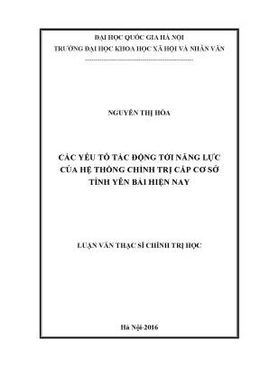 Luận văn thạc sĩ ussh các yếu tố tác động tới năng lực của hệ thống chính trị cấp cơ sở tỉnh yên bái hiện nay