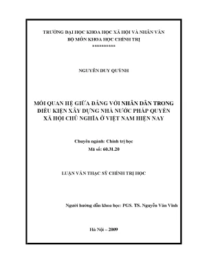 Luận văn thạc sĩ ussh mối quan hệ giữa đảng viên với nhân dân trong điều kiện xây dựng nhà nước pháp quyền xã hội chủ nghĩa ở việt nam hiện nay