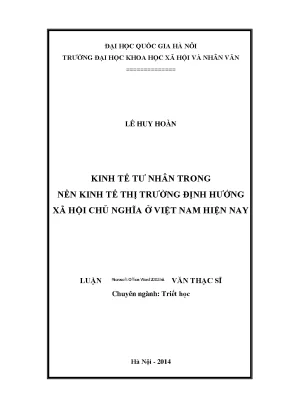 Luận văn thạc sĩ ussh kinh tế tư nhân trong nền kinh tế thị trường định hướng xã hội chủ nghĩa ở việt nam hiện nay
