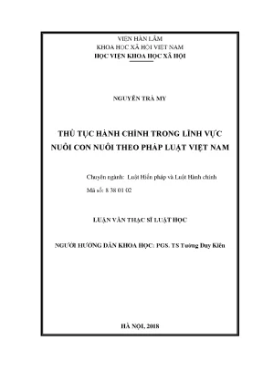 Luận văn thạc sĩ thủ tục hành chính trong lĩnh vực nuôi con nuôi theo pháp luật việt nam
