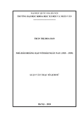 Luận văn thạc sĩ ussh nhà báo hoàng đạo với báo ngày mai 1935 1939