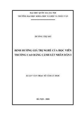 Luận văn thạc sĩ ussh định hướng giá trị nghề của học viên trường cao đẳng cảnh sát nhân dân i