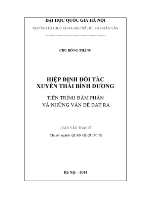 Luận văn thạc sĩ ussh hiệp định đối tác xuyên thái bình dương tiến trình đàm phán và những vấn đề đặt ra