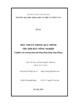 Luận văn thạc sĩ ussh mâu thuẫn trong quá trình thu hồi đất nông nghiệp nghiên cứu trường hợp một làng đồng bằng sông hồng