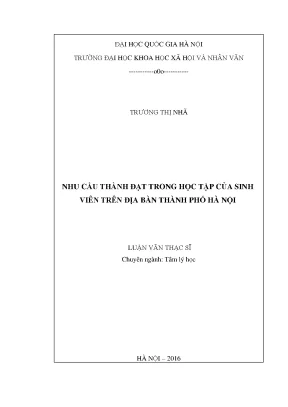 Luận văn thạc sĩ ussh nhu cầu thành đạt trong học tập của sinh viên trên địa bàn thành phố hà nội