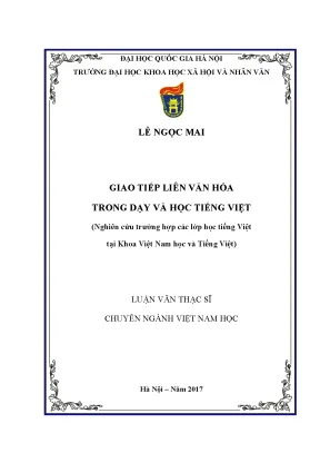 Luận văn thạc sĩ ussh giao tiếp liên văn hóa trong dạy và học tiếng việt nghiên cứu trường hợp các lớp học tiếng việt tại khoa việt nam học và tiếng việt