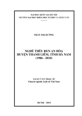 Luận văn thạc sĩ ussh nghề thêu ren an hòa huyện thanh liêm tỉnh hà nam 1986 2010