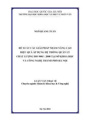 Luận văn thạc sĩ ussh đề xuất các giải pháp nhằm nâng cao hiệu quả áp dụng hệ thống quản lý chất lượng iso 90012008 tại sở khoa học và công nghệ thành phố hà nội