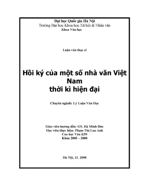 Luận văn thạc sĩ ussh hồi ký của một số nhà văn việt nam thời kỳ hiện đại