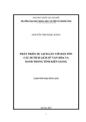 Luận văn thạc sĩ ussh phát triển du lịch gắn với bảo tồn các di tích lịch sử văn hóa và danh thắng tỉnh kiên giang