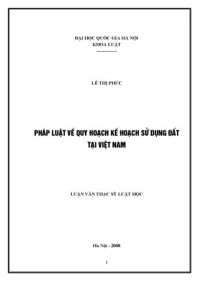 Luận văn thạc sĩ pháp luật quy hoạch kế hoạch sử dụng đất tại việt nam
