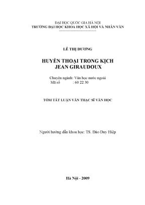 Luận văn thạc sĩ ussh huyền thoại trong kịch jean giraudoux