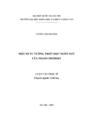 Luận văn thạc sĩ ussh một số tư tưởng triết học ngôn ngữ của noam chomsky