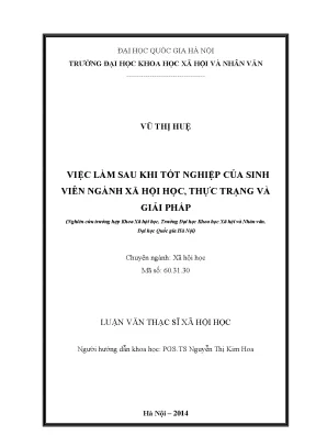 Luận văn thạc sĩ ussh việc làm sau khi tốt nghiệp của sinh viên ngành xã hội học thực trạng và giải pháp
