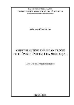 Luận văn thạc sĩ ussh khuynh hướng thân dân trong tư tưởng chính trị của minh mệnh