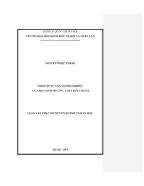 Luận văn thạc sĩ ussh nhu cầu tư vấn hướng nghiệp của học sinh trường thpt hợp thanh