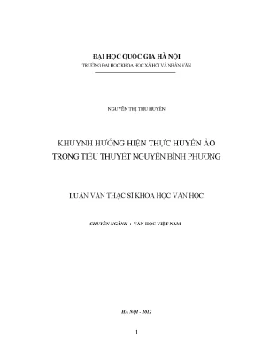Luận văn thạc sĩ ussh khuynh hướng hiện thực huyền ảo trong tiểu thuyết nguyễn bình phương