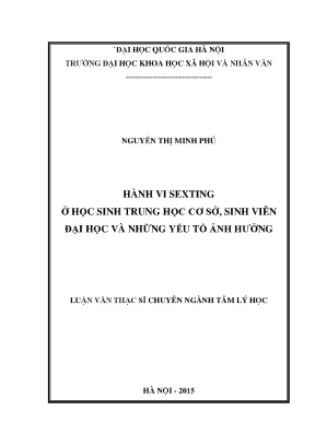 Luận văn thạc sĩ ussh hành vi sexting ở học sinh trung học cơ sở sinh viên đại học và những yếu tố ảnh hưởng