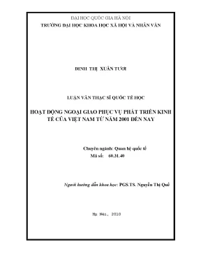 Luận văn thạc sĩ ussh hoạt động ngoại giao phục vụ phát triển kinh tế của việt nam từ năm 2001 đến nay luận văn ths quan hệ quốc tế 60 31 40