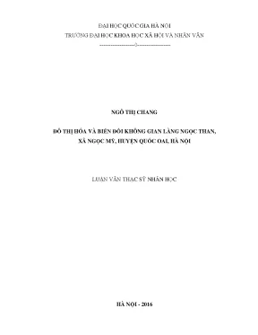 Luận văn thạc sĩ ussh đô thị hóa và biến đổi không gian làng ngọc than xã ngọc mỹ huyện quốc oai hà nội