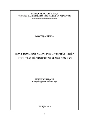 Luận văn thạc sĩ ussh hoạt động đối ngoại phục vụ phát triển kinh tế ở hà tĩnh từ năm 2005 nay