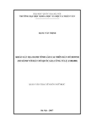 Luận văn thạc sĩ ussh khảo sát địa danh tỉnh lào cai trên bản đồ bonne so sánh với bản đồ quốc gia cùng tỉ lệ 1 100 000