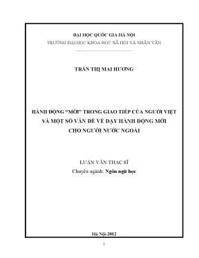 Luận văn thạc sĩ ussh hành động mời trong giao tiếp của người việt một số vấn đề về dạy hành động mời cho người nước ngoài